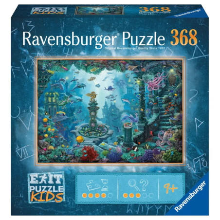 Ravensburger 368-Teile Puzzlebox mit Unterwassermotiv und EXIT Puzzle Kids Logo. Ravensburger 368-Teile Puzzlebox mit Unterwassermotiv und EXIT Puzzle Kids Logo.