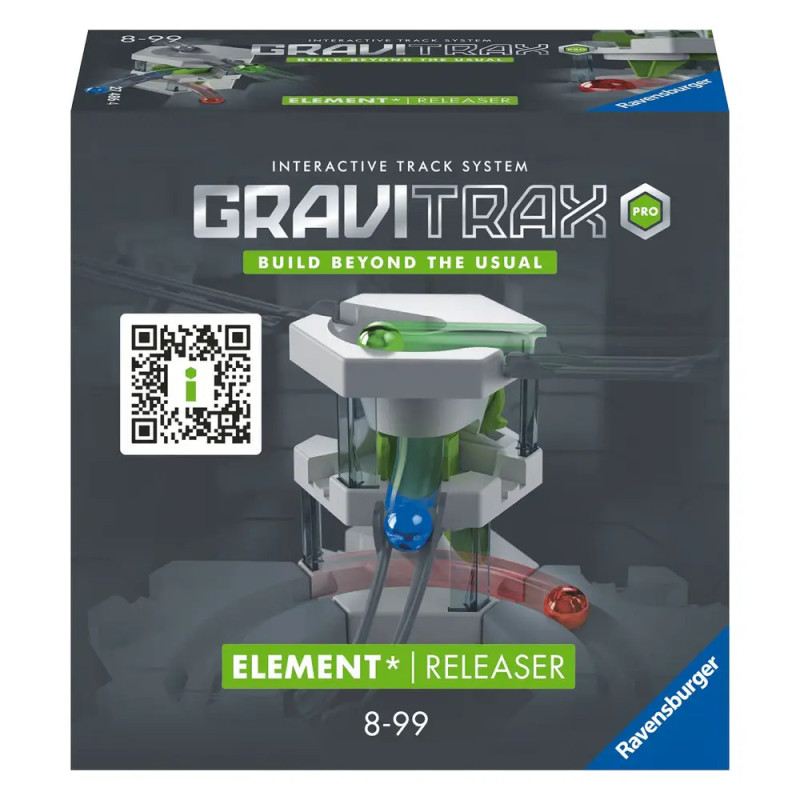 GraviTrax Pro Element Releaser von Ravensburger, Spielbox mit Murmeln und Bahn, geeignet für Kinder ab 8 Jahren.