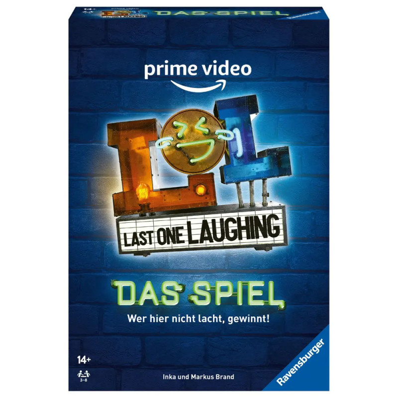 Box von LOL: Last One Laughing - Das Spiel mit Neon-Schriftzug und Prime Video-Logo.