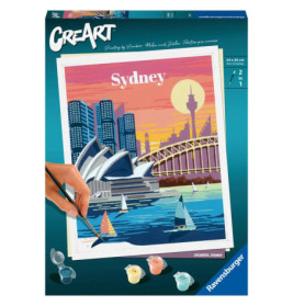 Malset mit bunter Illustration von Sydney Opera House, Harbour Bridge und Skyline auf der Verpackung.