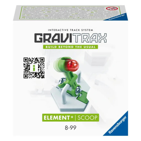 GraviTrax Element Scoop Box mit grün-rotem Streckenelement vor weißem Hintergrund.