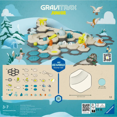 Ravensburger GraviTrax Junior Starter-Set L Ice - Erweiterbare Kugelbahn für Kinder, Murmelbahn aus