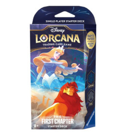 Disney Lorcana Starterdeck-Box mit Abbildungen von Aurora und Simba auf der Vorderseite.
