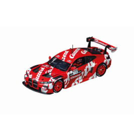 Ein rot-weißes Rennauto.