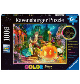 Ravensburger Puzzle mit Märchenschloss, Kutsche und Garten, 100 Teile, für Kinder ab 6 Jahren.