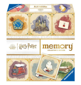 Harry Potter Memory-Spiel mit Box und illustrierten Kärtchen zu Hogwarts, Hedwig, Zug und weiteren magischen Motiven.