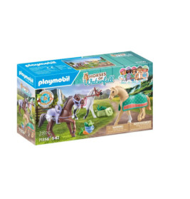 Playmobil Horses of Waterfall Spielset-Box mit Pferden, Figuren und Zubehör auf der Verpackung.