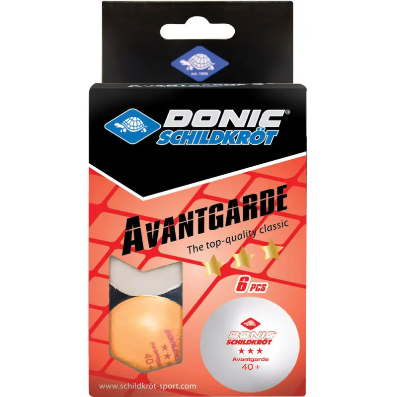 Donic-Schildkröt - TT-Ball 3-Stern AVANTGARDE POLY 40+, mixed 3 white/ 3orange