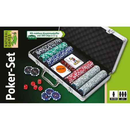 Natural Games Poker-Set im Aluminiumkoffer, 300 Chips