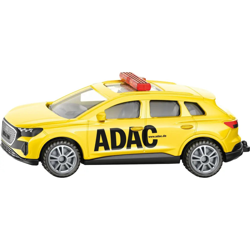 Gelber Spielzeug-SUV mit ADAC-Logo und rotem Dachbalken, seitlich betrachtet.