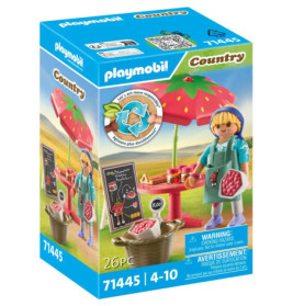 Playmobil Country Spielset-Box mit Figur am Erdbeerstand, Körben und einer Kreidetafel.
