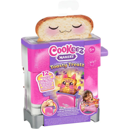 Cookeez Makery Toasty Treatz Verpackung mit lachendem Toast und bunten Grafiken für Kinder ab 5 Jahren.