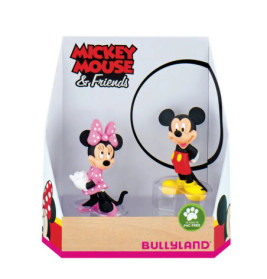 Spielfiguren von Minnie und Mickey Mouse in einer Box mit der Aufschrift Mickey Mouse & Friends von Bullyland.