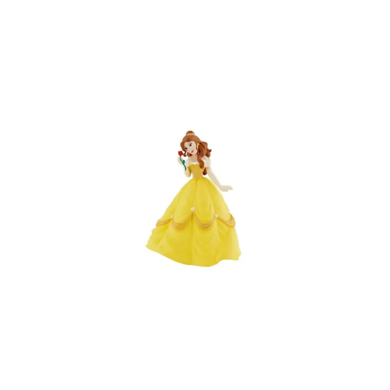 Prinzessin Belle Figur in gelbem Kleid mit roter Rose aus Disneys Die Schöne und das Biest.