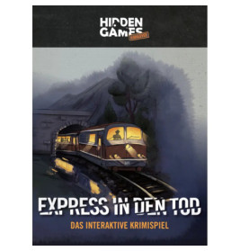 Ein Zug verlässt nachts einen Tunnel, Cover von Express in den Tod, einem interaktiven Krimispiel.
