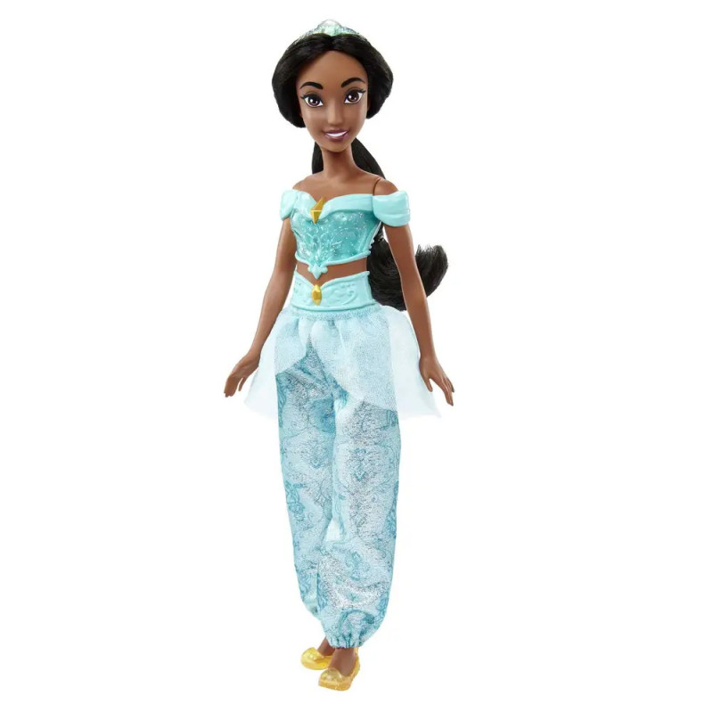 Puppe mit langen schwarzen Haaren, blau-goldenem Outfit und passenden Schuhen, inspiriert von einer Prinzessin. Puppe mit langen schwarzen Haaren, blau-goldenem Outfit und passenden Schuhen, inspiriert von einer Prinzessin.