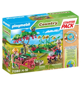 Playmobil Country Starter Pack: Kinder gärtnern mit Werkzeug, Pflanzen und Zubehör auf der Verpackung.