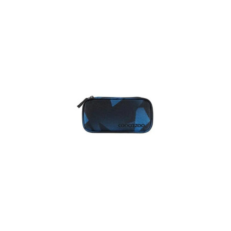 Blau-schwarzes Etui mit geometrischem Muster und COOCAZOO-Logo unten rechts.