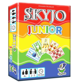 Skyjo Junior: Bunte Spielschachtel mit Cartoonkarten, ab 4 Jahren, für 2-5 Spieler, Spieldauer ca. 10 Minuten.