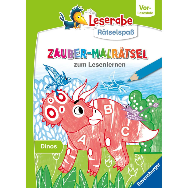 Ravenburger 48887 Leserabe Rätselspaß Zauber-Malrätsel zum Lesenlernen: Dinos (Vor-Lesestufe) Quiz und Rätsel