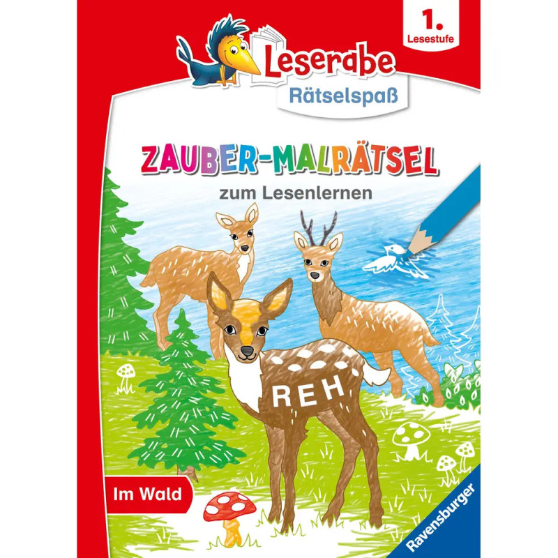 Ravenburger 48890 Leserabe Rätselspaß Zauber-Malrätsel zum Lesenlernen: Im Wald (1. Lesestufe) Quiz und Rätsel