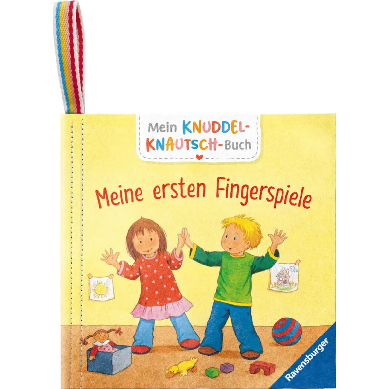 Illustration zweier spielender Kinder mit Spielzeug auf dem Cover eines deutschen Kinderbuchs.