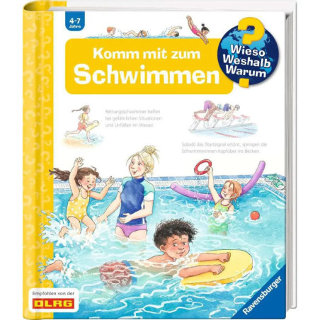 Kinder und Schwimmlehrer üben gemeinsam im Hallenbad mit dem Buch Komm mit zum Schwimmen. Kinder und Schwimmlehrer üben gemeinsam im Hallenbad mit dem Buch Komm mit zum Schwimmen.