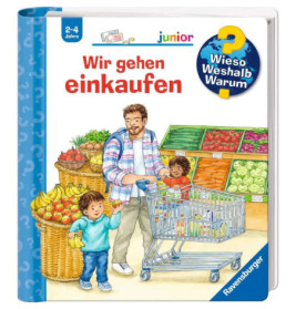 Ein Mann kauft mit zwei Kindern im Supermarkt Obst und Gemüse und füllt damit seinen Einkaufswagen.