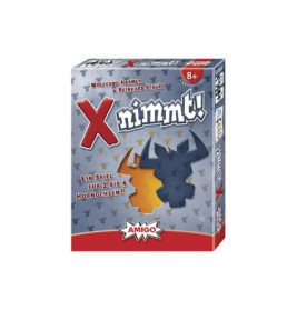 Spielschachtel X nimmt! mit Bullensilhouetten und deutschem Text, empfohlen ab 8 Jahren.