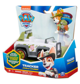 Paw Patrol Tracker Jungle Cruiser Spielzeug in Verpackung, inklusive Tracker-Figur.