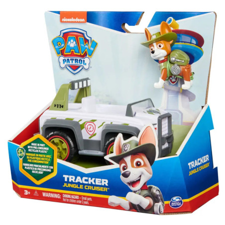 Paw Patrol Tracker Jungle Cruiser Spielzeug in Verpackung, inklusive Tracker-Figur.