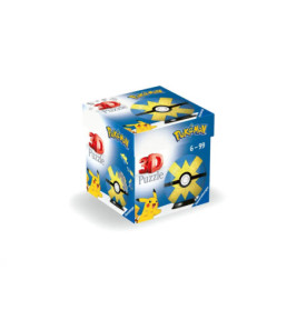 Blaue 3D-Puzzlebox mit Pikachu und Klink, empfohlen für Kinder von 6 bis 99 Jahren.