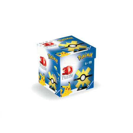 Blaue 3D-Puzzlebox mit Pikachu und Klink, empfohlen für Kinder von 6 bis 99 Jahren.