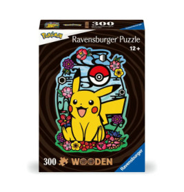 Ravensburger WOODEN Puzzle 12000761 - Pikachu - 300 Teile Kontur-Holzpuzzle mit stabilen, individuel