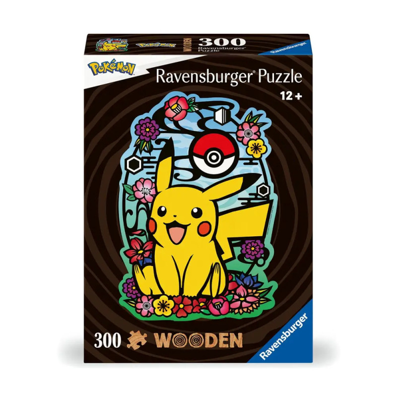 Ravensburger WOODEN Puzzle 12000761 - Pikachu - 300 Teile Kontur-Holzpuzzle mit stabilen, individuel