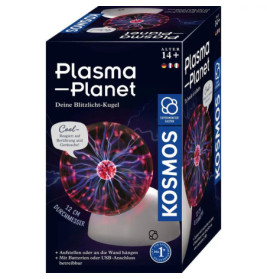 Kosmos Plasma Planet: Verpackung mit leuchtender Plasmakugel und Produktinfos auf Deutsch.
