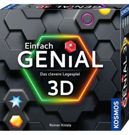 Box der Einfach Genial 3D-Version mit bunten Sechsecken und Symbolen, veröffentlicht von Kosmos.