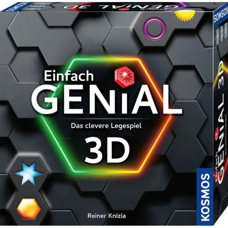 Box der Einfach Genial 3D-Version mit bunten Sechsecken und Symbolen, veröffentlicht von Kosmos.