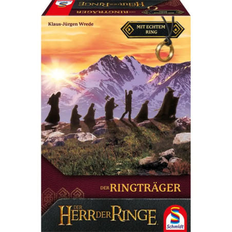 Box-Cover von Der Herr der Ringe: Der Ringträger mit Silhouetten der Gefährten beim Sonnenaufgang.