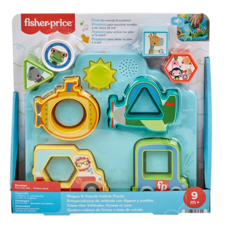 Fisher-Price Fahrzeugpuzzle Formen und Geräusche Sortierspielzeug für Babys mit Musik und Lichtern