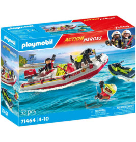 Playmobil Action Heroes Feuerwehr-Boot mit 2 Figuren und Zubehör, für Kinder von 4-10 Jahren, 52-teiliges Set.