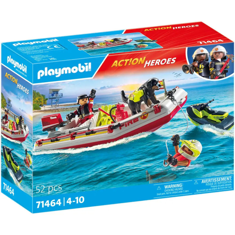 Playmobil Action Heroes Feuerwehr-Boot mit 2 Figuren und Zubehör, für Kinder von 4-10 Jahren, 52-teiliges Set. Playmobil Action Heroes Feuerwehr-Boot mit 2 Figuren und Zubehör, für Kinder von 4-10 Jahren, 52-teiliges Set.