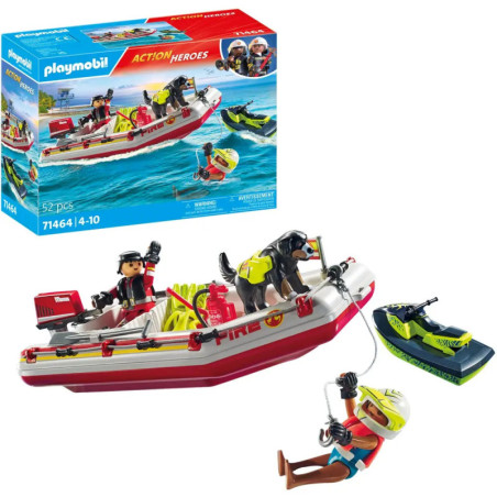 PLAYMOBIL 71464 Feuerwehrboot mit Aqua Scooter