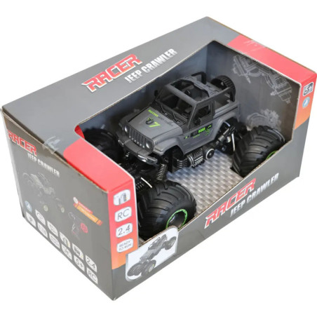 RC Jeep Crawler Spielzeug in schwarz-roter Box mit Sichtfenster, Aufschrift: Racer Jeep Crawler.
