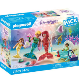 Playmobil Princess Magic Meerjungfrauen-Set mit Figuren, Meerpflanzen und Unterwasser-Zubehör in der Verpackung.