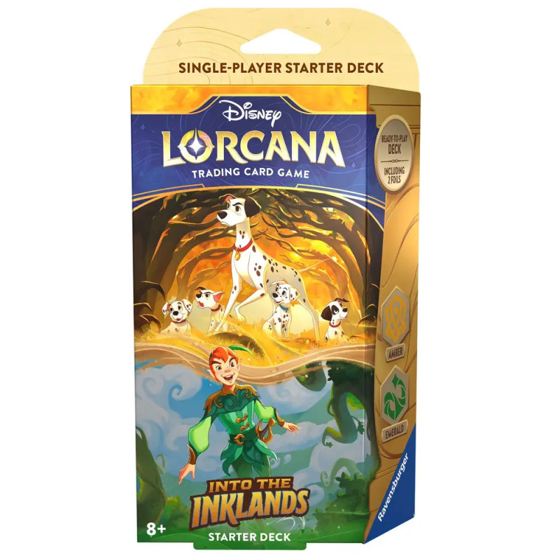 Disney Lorcana Starterdeck mit den 101 Dalmatinern und einer rothaarigen Figur auf der Verpackung.