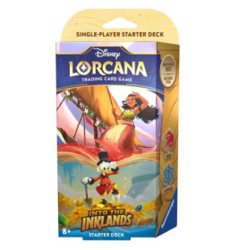 Disney Lorcana Into the Inklands Starterdeck-Box mit Moana und Dagobert Duck auf der Verpackung.