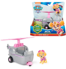 PAW Patrol Spielset: Skye-Figur mit pinkem Hubschrauber vor bunter Verpackung.