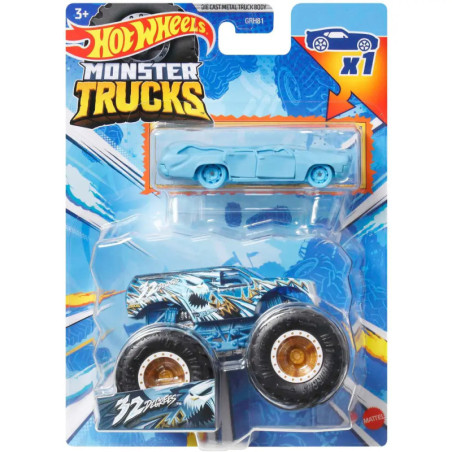 Mattel GRH81 Hot Wheels Monster Trucks 1:64 Die Cast Truck + Car Promo, sortiert
