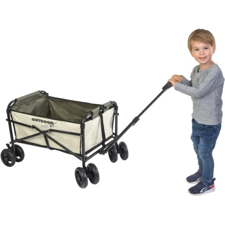 Outdoor active Bollerwagen beige/olivgrün 77x53x92 cm